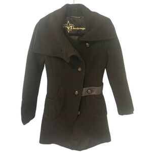 Mackage Dark Brown Mohair & Wool Designer Luxury Double Breasted Coat Sz Small